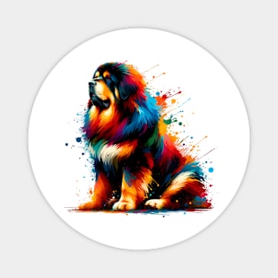 Tibetan Mastiff in Dynamic Colorful Splash Art Style Magnet